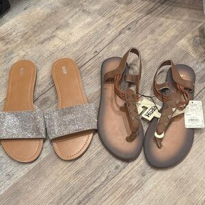 Dazzling Silver and Tan Women Sandals